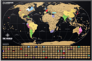 Black XL World Scratch Off Map + White Scratch Off USA Map