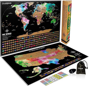Scratch Off Maps of World and USA - Best for Travelers – Landmass