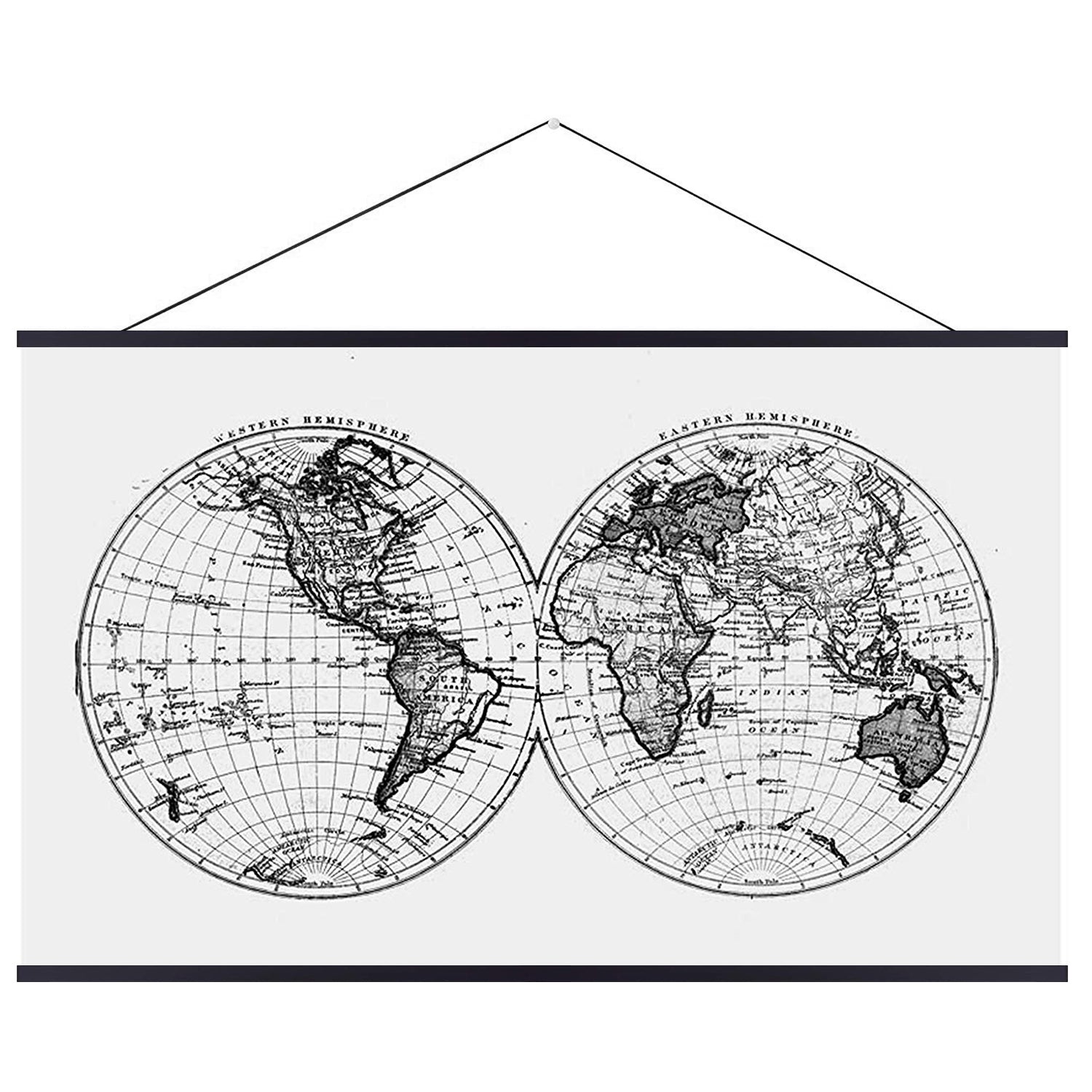 TWO Magnetic Wooden Hanger Frame 36 Inches - Scratch Off Map Frame (Black)