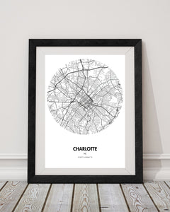 Charlotte Map Poster - 18 by 24" City Map Print
