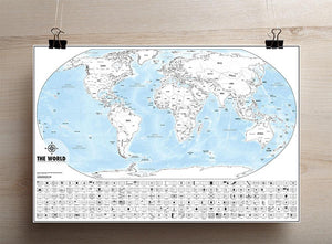Color-Me World Map Outline Poster- 24 X 36"