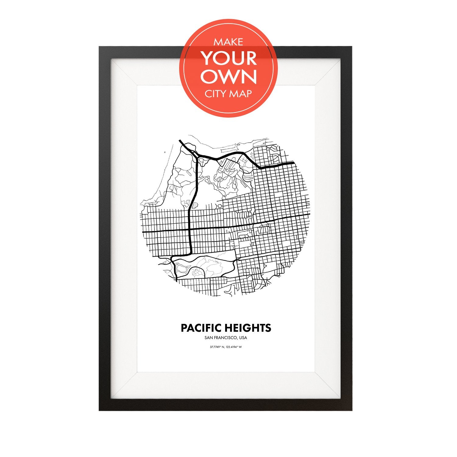 Black and white map poster