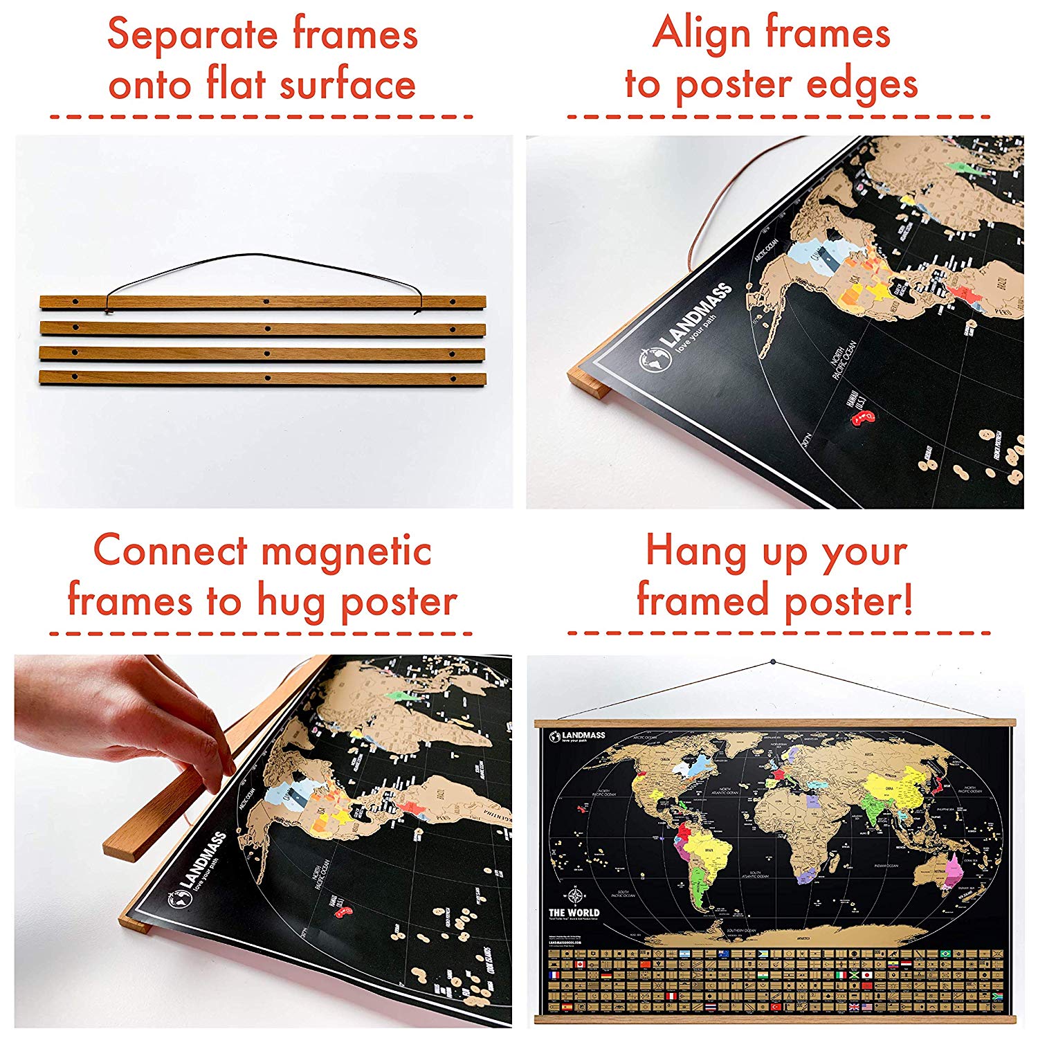 Scratch Off World Map, Travel Tracker Map Posters – Landmass