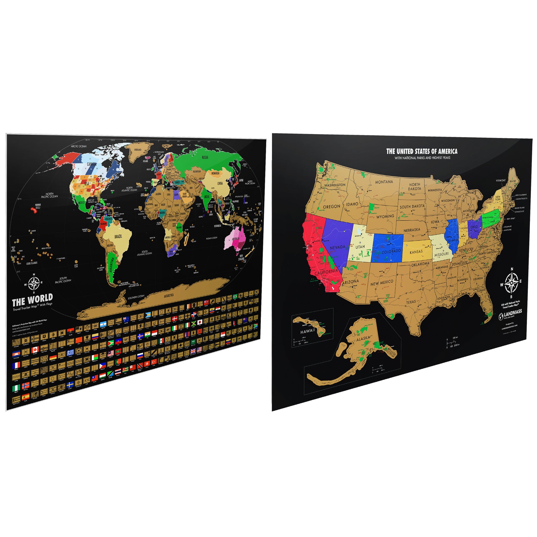 World Scratch Off Map + Scratch Off United States Map - Black