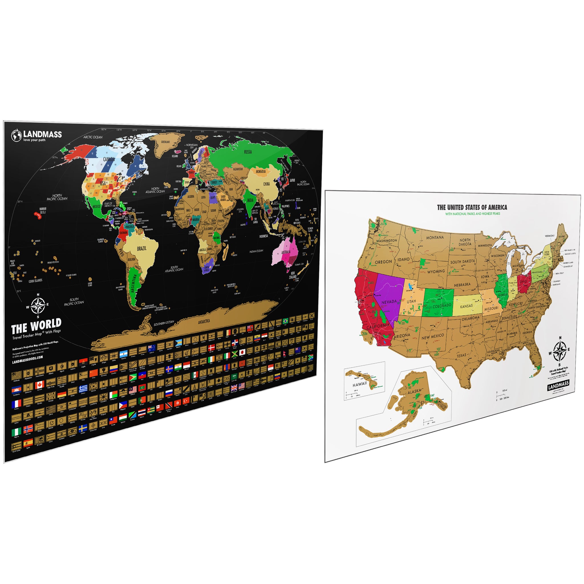 Scratch Off Maps of World and USA - Best for Travelers – Landmass