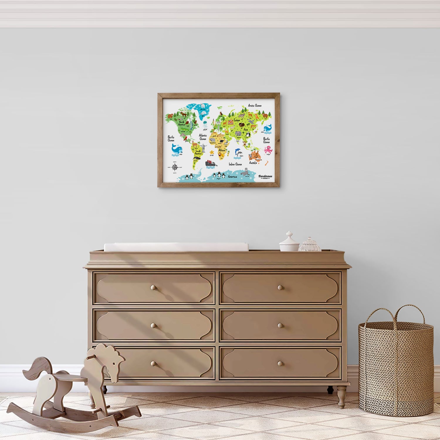 Colorful Children's Animal World Map Poster - 12x16 inches