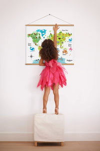 Spanish Version - 16x20 - Children's Animal World Map Poster - Mapa Del Mundo Para Niños En Español