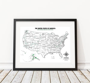 USA National Parks - Color-In Map - 18x24"