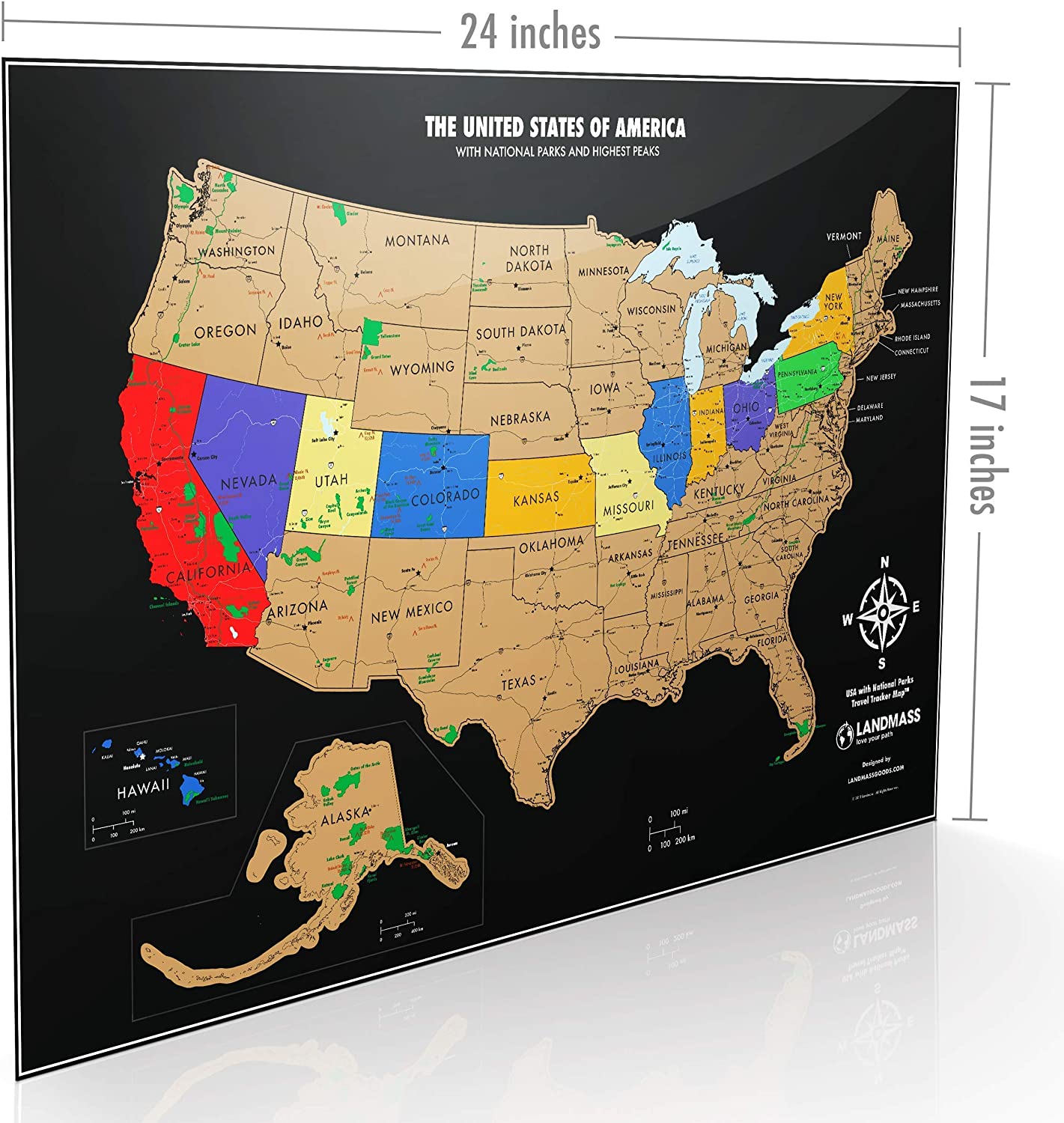 XL Black World Scratch Off Map + Black Scratch Off USA Map