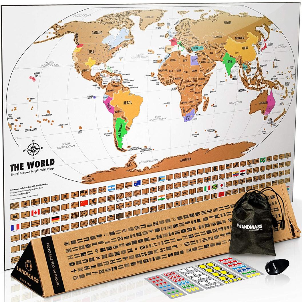 Black Scratch Off World Map + White Scratch Off Map Of The World