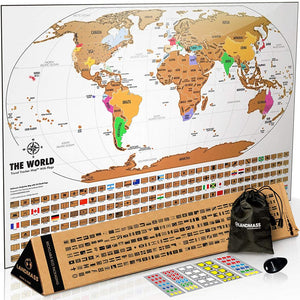 Black Scratch Off World Map + White Scratch Off Map Of The World