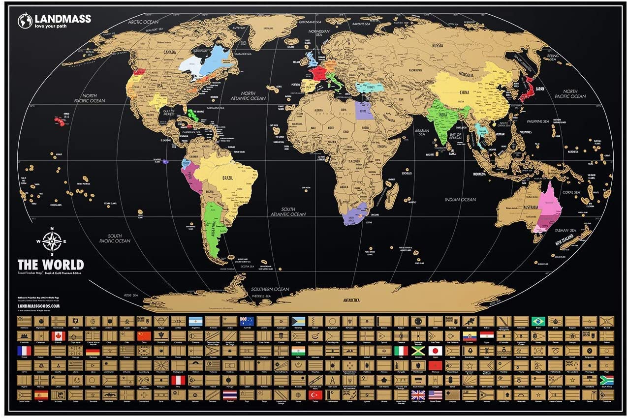 XL Black World Scratch Off Map + Black Scratch Off USA Map
