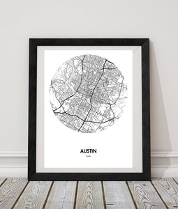 Austin Map Poster - 18 by 24" City Map Print