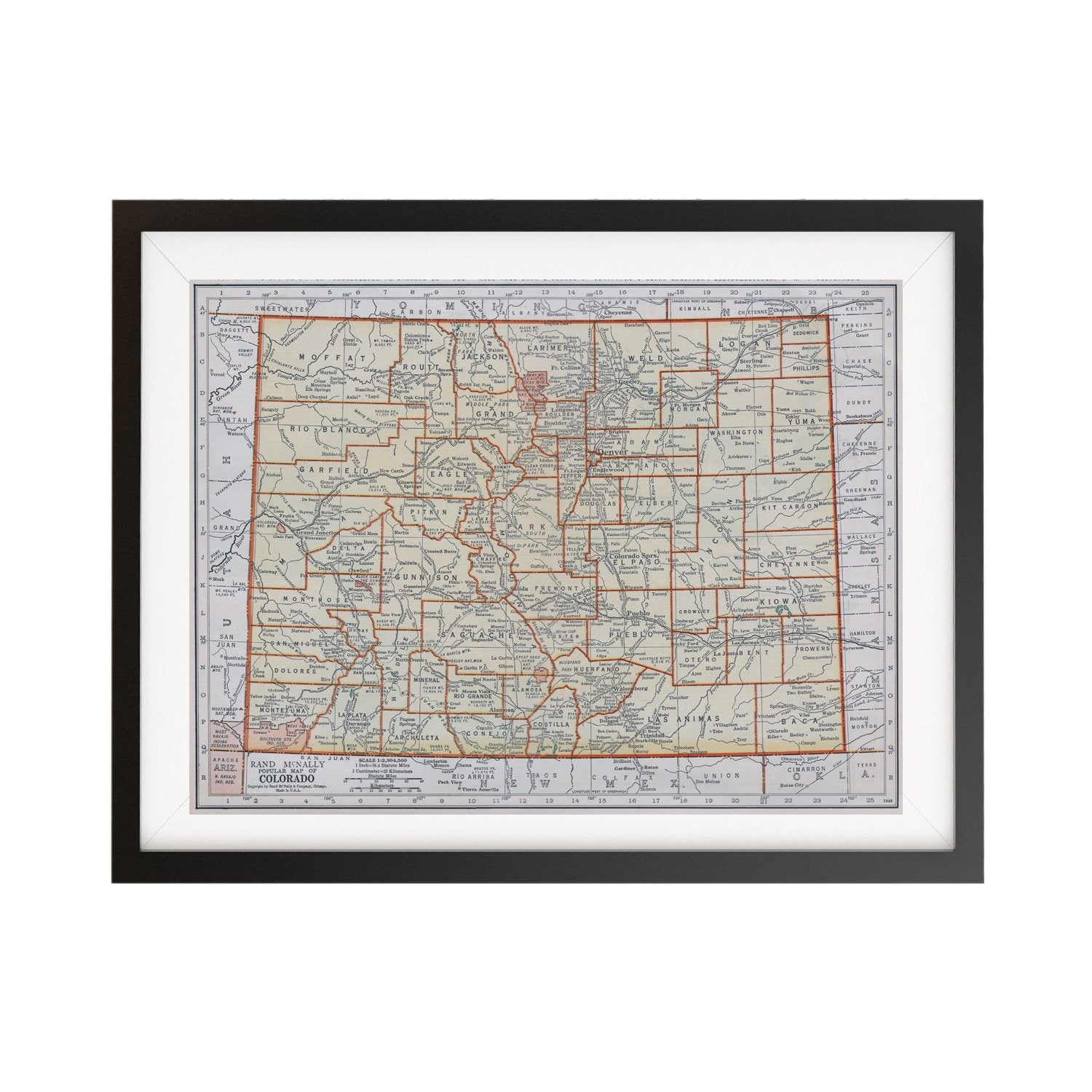 Vintage 1879 Colorado Map Poster - 18x24 Inch Old State Map Wall Art - Historic Map Showing Railroads, Counties, Towns & Rivers