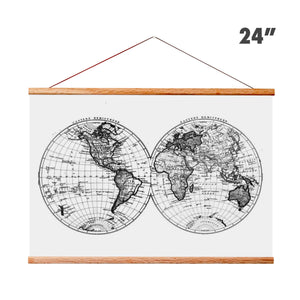 TWO Magnetic Wooden Hanger Frame 24 Inches - Scratch Off Map Frame (Teak Wood)