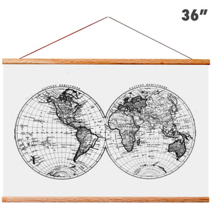 TWO Magnetic Wooden Hanger Frame 36 Inches - Scratch Off Map Frame (Teak Wood)